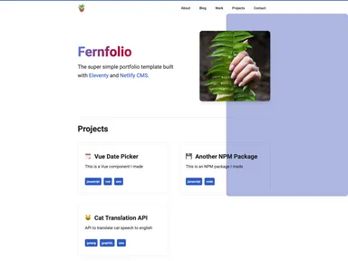 Fernfolio 11ty Template screenshot